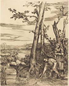 Fishing for Crayfish (Les pecheurs d'ecrevisses). Creator: Alphonse Legros.