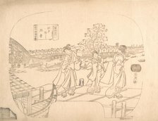 Proof Line-Block Print for Fan, 19th century. Creator: Sadahide Utagawa.