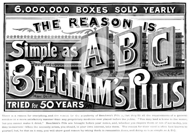 Advertisement for Beecham's Pills, 1895. Creator: Unknown.