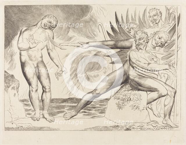 The Circle of the Corrupt Officials; the Devils Tormenting Ciampolo, 1827. Creator: William Blake.