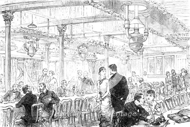 Departure of a Cunard steamer from Liverpool: the Saloon, 1881. Creator: Unknown.