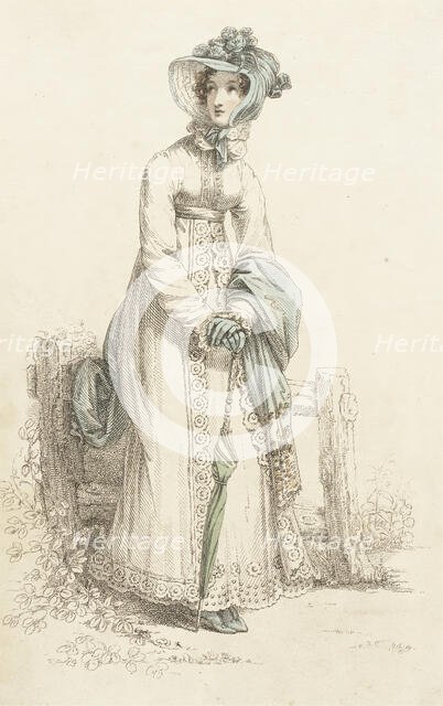 Fashion Plate (Walking Dress), 1820. Creator: Rudolph Ackermann.