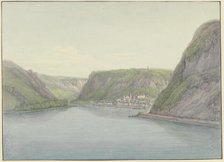 View into the Rhine Valley, with Sankt Goar on the right
, 1804. Creator: Christian Georg Schütz.