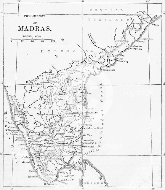 'Map of the Presidency of Madras', c1891. Creator: James Grant.
