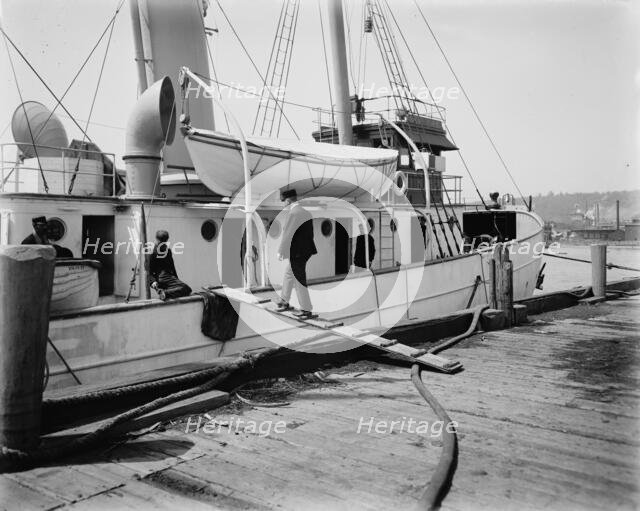 Last pilot going aboard Str. New York, between 1900 and 1905. Creator: Unknown.