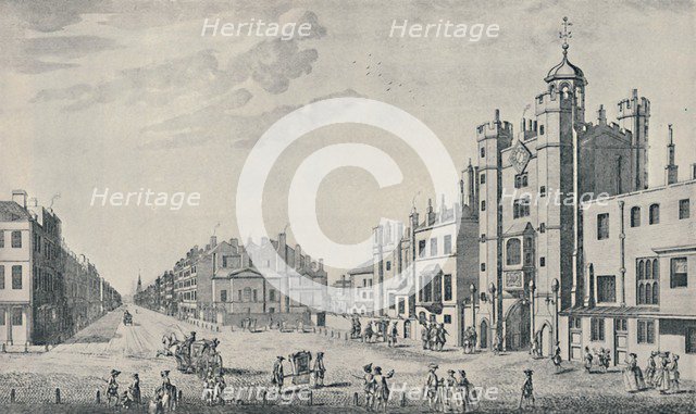 'Outside St. James's Palace, Pall Mall', 1740-1760, (1920). Artist: Thomas Bowles.