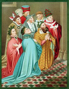 Ferdinand I of Aragon and his Queen at prayer, 1417 (mid 19th century). Artist: Unknown