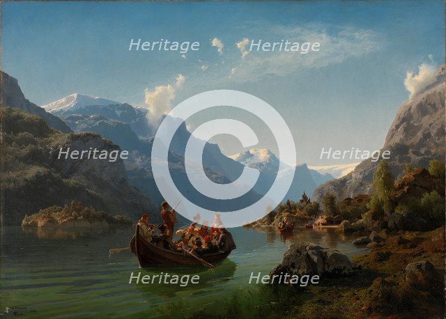 Bridal journey in Hardanger. Artist: Gude, Hans (1825-1903)
