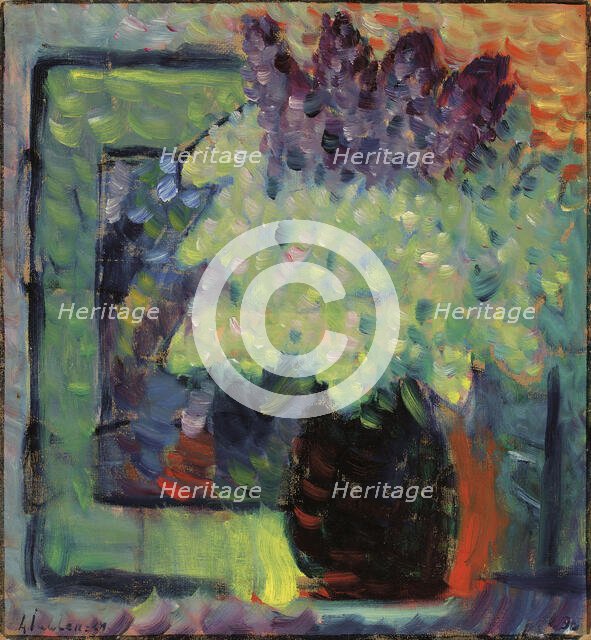 Large still life (Lilac bouquet in vase), 1936. Creator: Javlensky, Alexei, von (1864-1941).