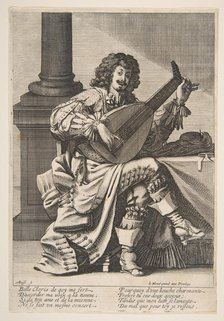 Man Singing and Playing a Lute, mid to late 17th century. Creator: Abraham Bosse.
