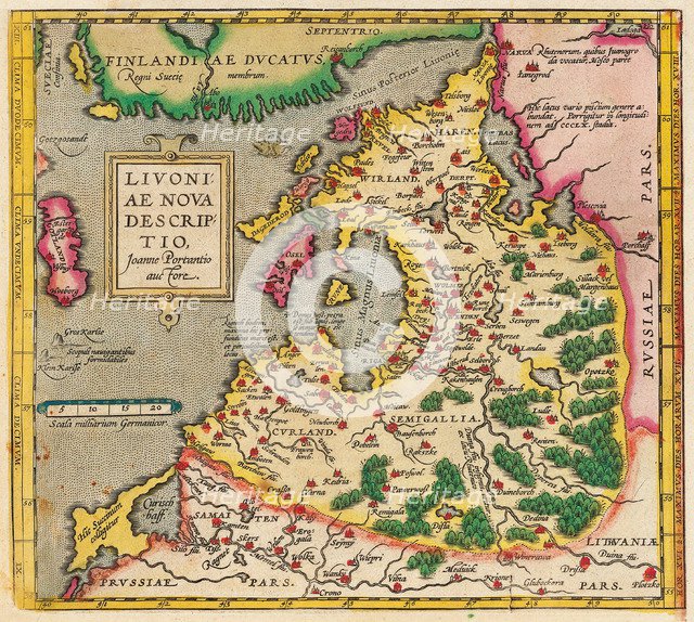 Livonia Map, Livoniae Nova Descriptio, 1573-1578. Artist: Anonymous master  