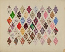 Patches of Diamond Patchwork Quilt, c. 1937. Creator: Edith Magnette.