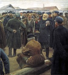 At the country community meeting', 1893. Creator: Korovin, Sergei Alexeevich (1858-1908).