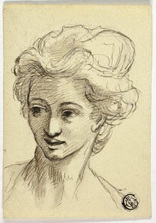 Head of Woman, Turning Left, n.d. Creator: tyle of Angelica Kauffmann Swiss, 1741-1807.