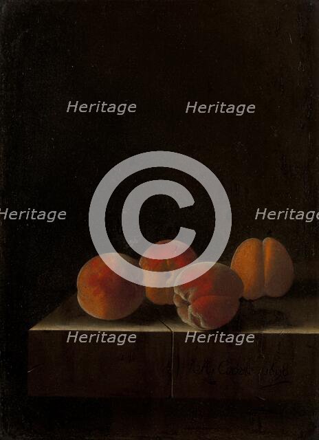 Four Apricots on a Stone Plinth, 1698. Creator: Adriaen Coorte.