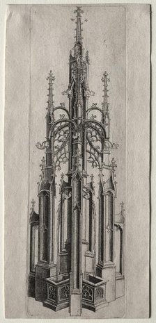 Design for a Gothic Fountain, c. 1470. Creator: Master W with the Key (Flemish).