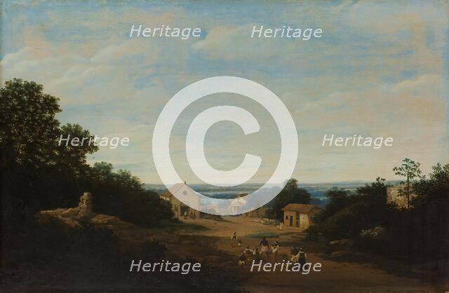 Brazilian landscape with the village of Igaraçú. To the left the church of Sts Cosmas and Damian, 16 Creator: Frans Post.