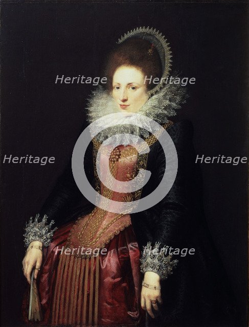 'Portrait of a Lady with a Fan', 1610s. Artist: Flemish Master