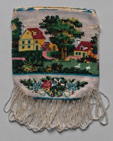 Beaded Bag (landscape scene), 19th century. Creator: Unknown.