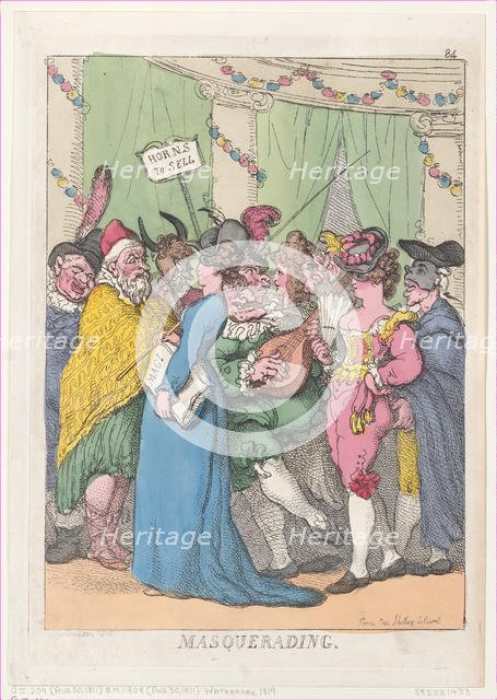 Masquerading, [August 30, 1811], reprinted., [August 30, 1811], reprinted. Creator: Thomas Rowlandson.