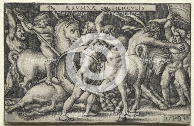 The Labors of Hercules: Hercules Defeating the Centaurs, 1542. Creator: Hans Sebald Beham (German, 1500-1550).