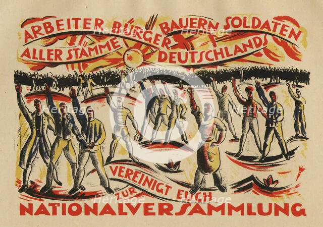 Workers, citizens, farmers, soldiers of all tribes in Germany unite in the National Assembly, 1919. Creator: Klein, César (1876-1954).