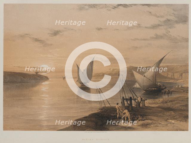 Egypt and Nubia, Volume II: Hagar Setsilis, 1847. Creator: Louis Haghe (British, 1806-1885); F.G.Moon, 20 Threadneedle Street, London.