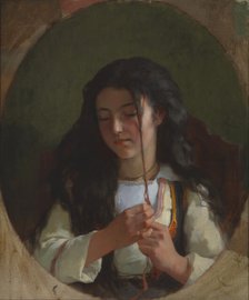 Study of a Young Girl, Pont Aven, 1869. Creator: Frederick Arthur Bridgman.