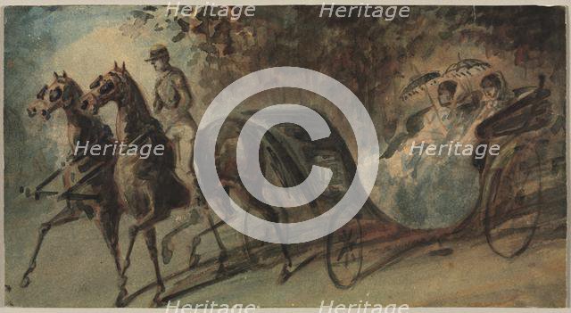 Carriage in the Bois de Boulogne, 1800s. Creator: Constantin Guys (French, 1805-1892).