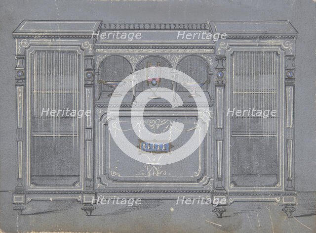 Cabinet Design with a Porcelain Plaque, 19th century. Creator: Anon.