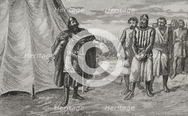 Count Berenguer Ramón II before El Cid, 1890.  Creator: Joan Serra y Pausas.