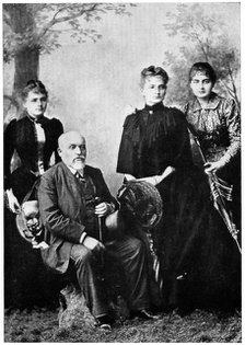 Mr Sklodowski with his three surviving daughters, c1886.  Artist: Anon