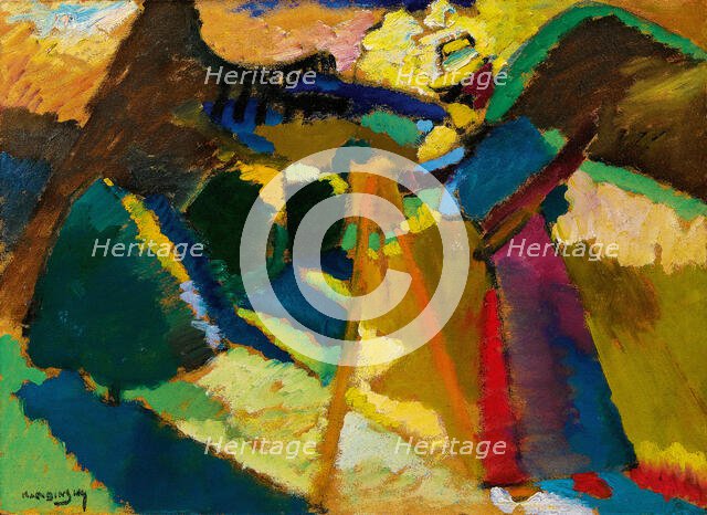 Gabriele Münter Painting Outdoors in front of an Easel, 1910. Creator: Kandinsky, Wassily Vasilyevich (1866-1944).