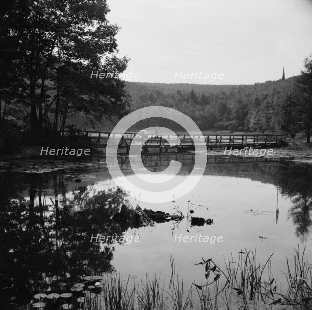 Bridge and background scenery, Camp Gaylord White, Arden, New York, 1943. Creator: Gordon Parks.