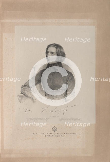 Portrait of Franz Liszt (1811-1886), 1838. Creator: Kriehuber, Josef (1800-1876).