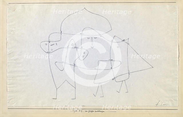 Zur Gruppe geschlungen (Enlacés en un groupe), 1930. Creator: Klee, Paul (1879-1940).
