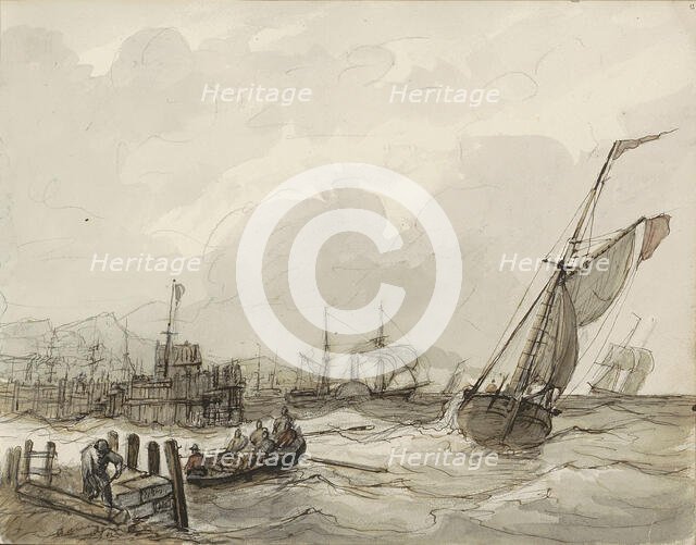 Harbour view, c.1825-c.1875. Creator: Circle of Petrus Johannes Schotel.