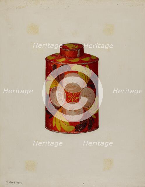 Toleware Tea Caddy, c. 1940. Creator: Mildred Ford.