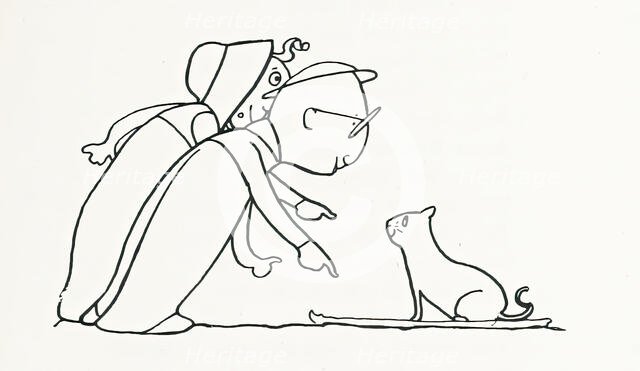 People and cat, 1899.  Creator: Charles Robinson.