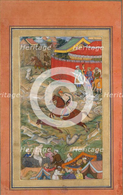 Hamid Bhakari Punished by Akbar, Folio from an Akbarnama, ca. 1604. Creator: Manohar.