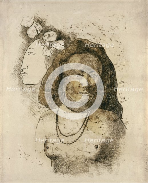 Tahitian Woman with Evil Spirit (L'Esprit veille). Artist: Gauguin, Paul Eugéne Henri (1848-1903)