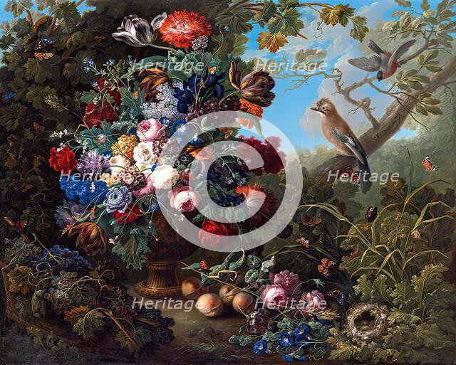 Large floral still life with birds, 1799. Creator: Johann Baptist Drechsler.