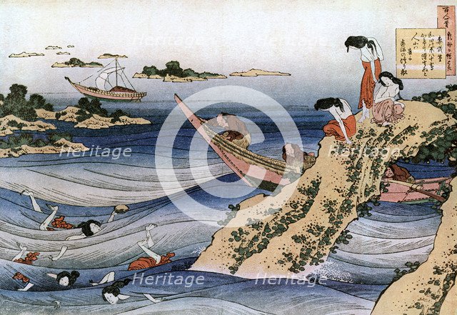 'Oyster Fishing', c1785-1849.Artist: Hokusai
