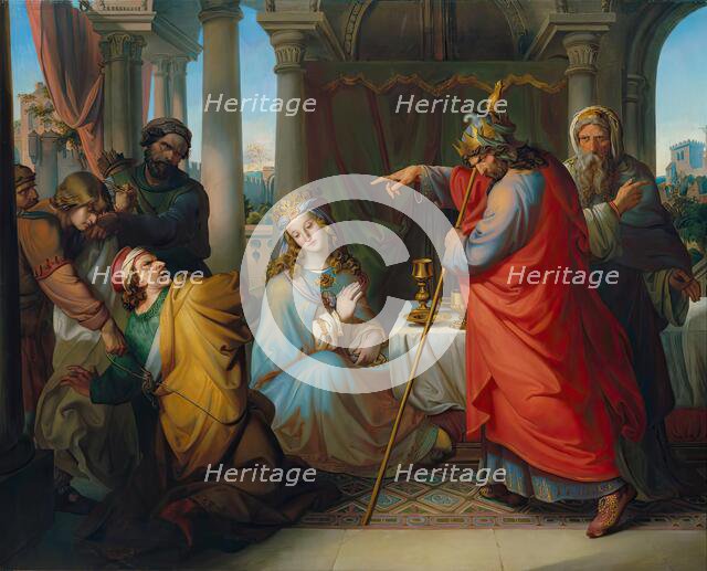 King Ahasuerus condemns Haman to death, 1835. Creator: Anton Petter.