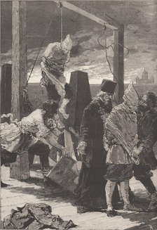 The execution of Alexander Kvyatkovsky und Andrey Presnyakov on November 16, 1880.  Creator: De Haenen, Frédéric (1853-1928).