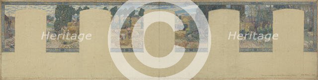 Esquisse pour la mairie de Fresnes : Paysage. Travaux des champs, 1905. Creator: Victor Menu.