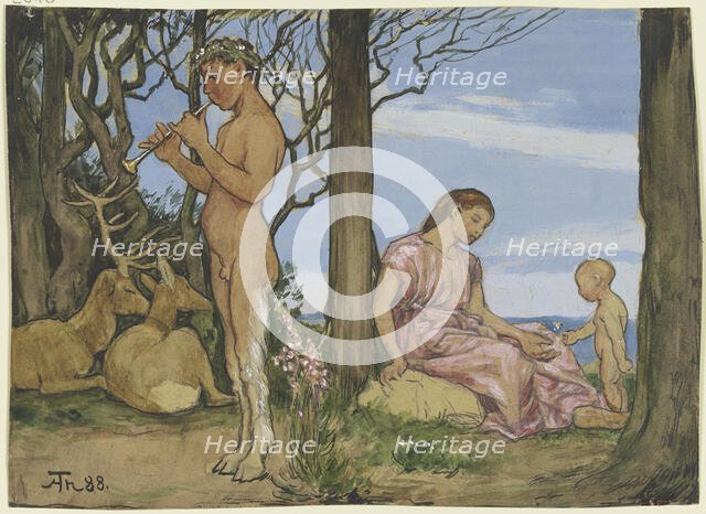 Faun and nymph, 1888. Creator: Hans Thoma.