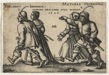 The Peasant Wedding or the Twelve Months: 1-Fabianus Jenner 2-Mathias Hornung, 1546. Creator: Hans Sebald Beham (German, 1500-1550).