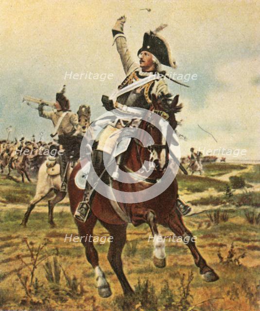General Seydlitz gives the signal to advance at Rossbach, 5 November 1757, (1936). Creator: Unknown.