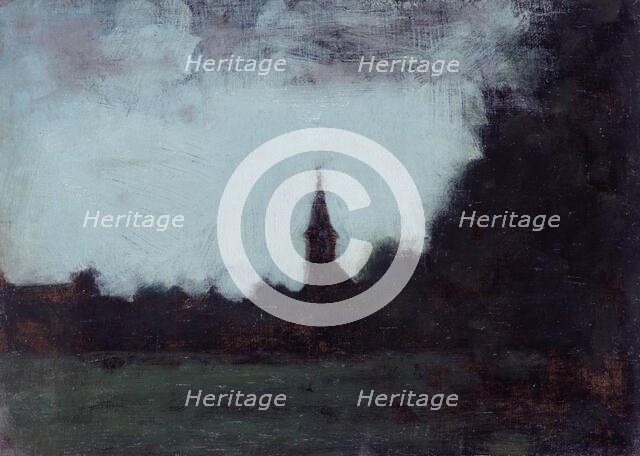 Paysage d'Alsace, le clocher de Bernwiller, c.1890 c.1905. Creator: Jean Jacques Henner.